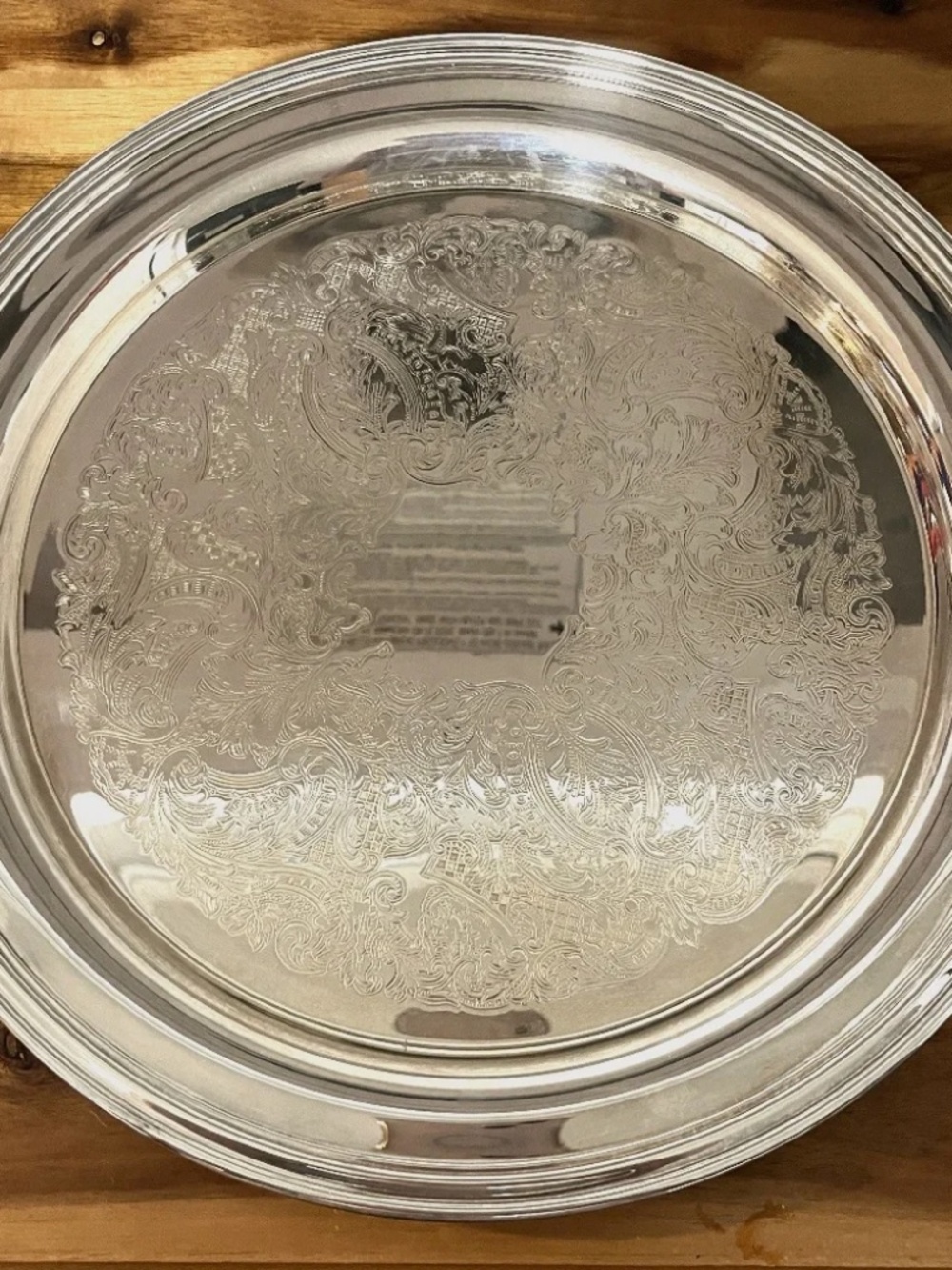 Vintage Oneida Engraved 12" Silverplate Serving Tray/Platter